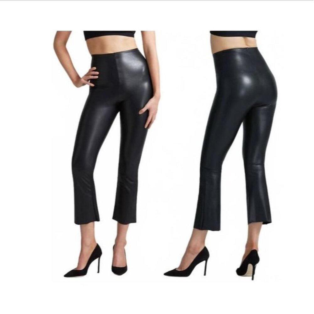 Commando NEW Faux Leather Crop Flare Leggings Black Size XL Smoothing SLG33